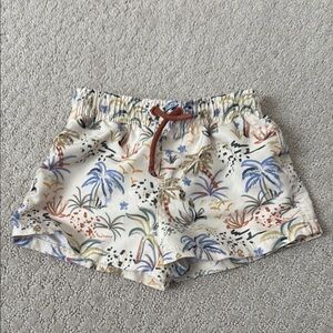 Zara High Waist White and Blue Shorts